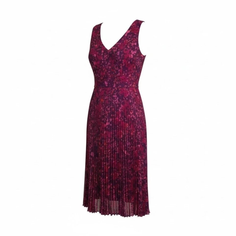 ANTHROPOLOGIE PLENTY BY TRACY REESE Evanthe Pleated Floral Hi-Low Dress Size 8 - Picture 2 of 12